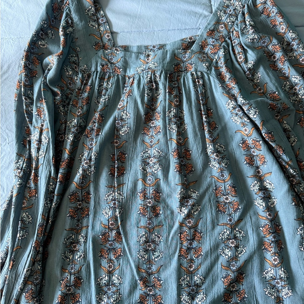 Floral Print Women's Top - Blue